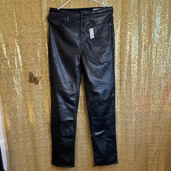 GAP Denim - GAP Women's Cheeky Straight Leg High Rise in Black Faux Leather